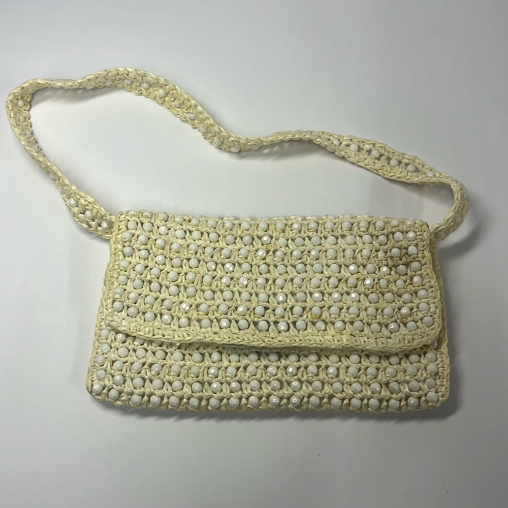 Vintage Marcus Brothers Italian Beaded Woven Strap Bag
